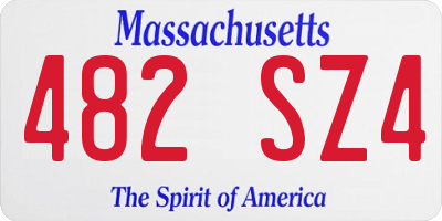 MA license plate 482SZ4