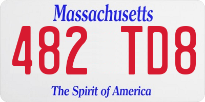 MA license plate 482TD8