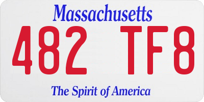 MA license plate 482TF8