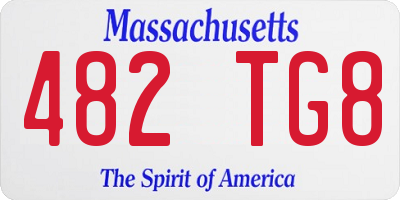 MA license plate 482TG8