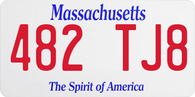 MA license plate 482TJ8