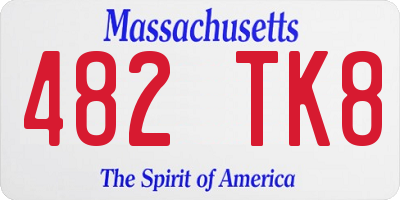 MA license plate 482TK8