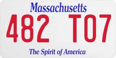 MA license plate 482TO7