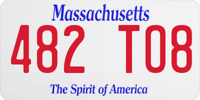 MA license plate 482TO8