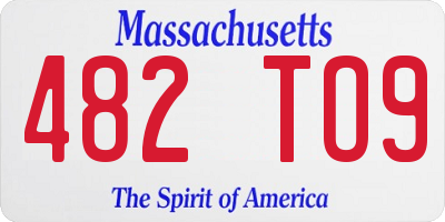 MA license plate 482TO9