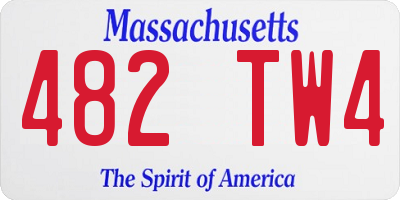 MA license plate 482TW4