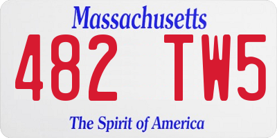 MA license plate 482TW5