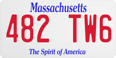 MA license plate 482TW6