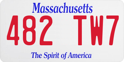 MA license plate 482TW7