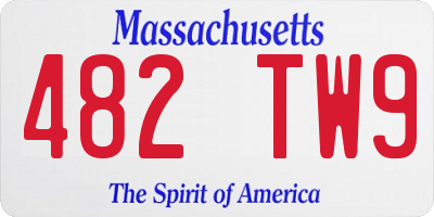 MA license plate 482TW9