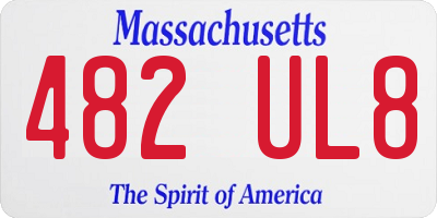 MA license plate 482UL8
