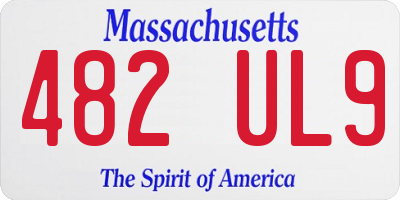MA license plate 482UL9
