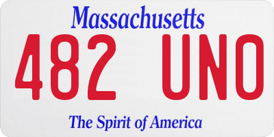 MA license plate 482UN0