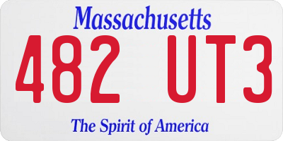 MA license plate 482UT3