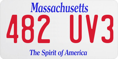 MA license plate 482UV3