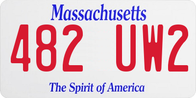 MA license plate 482UW2
