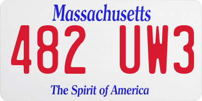 MA license plate 482UW3