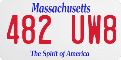 MA license plate 482UW8