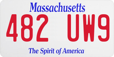 MA license plate 482UW9