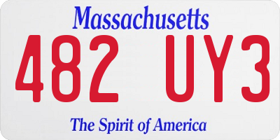 MA license plate 482UY3