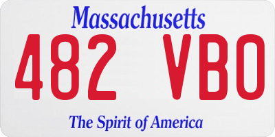 MA license plate 482VB0