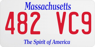 MA license plate 482VC9