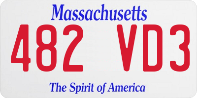 MA license plate 482VD3
