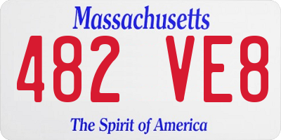 MA license plate 482VE8