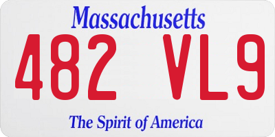 MA license plate 482VL9