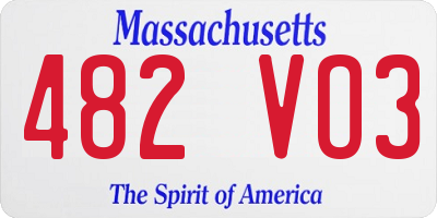 MA license plate 482VO3