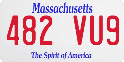 MA license plate 482VU9