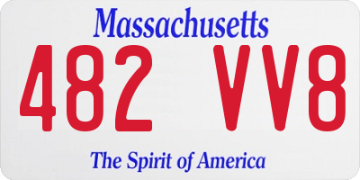MA license plate 482VV8