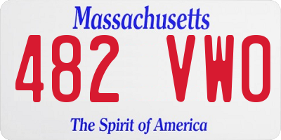 MA license plate 482VW0