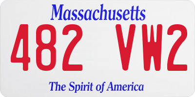 MA license plate 482VW2