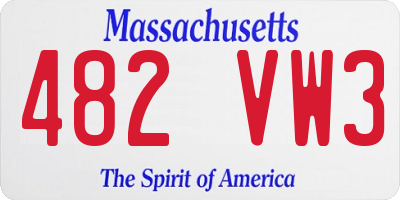 MA license plate 482VW3
