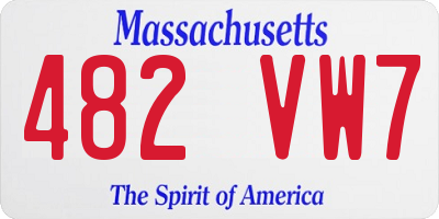 MA license plate 482VW7