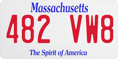 MA license plate 482VW8