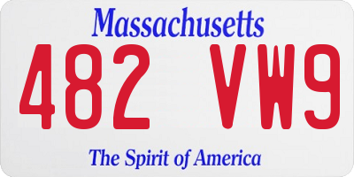 MA license plate 482VW9
