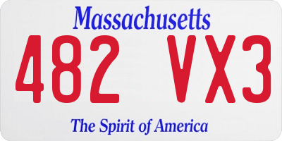 MA license plate 482VX3