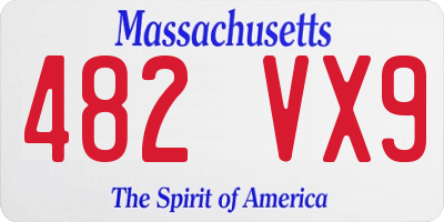 MA license plate 482VX9
