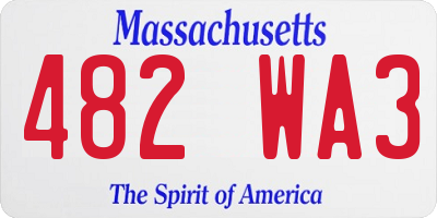 MA license plate 482WA3