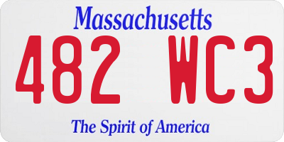 MA license plate 482WC3