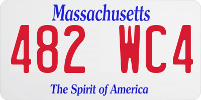 MA license plate 482WC4