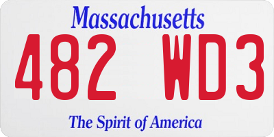 MA license plate 482WD3