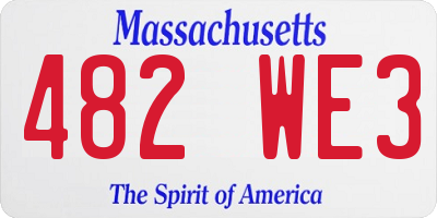 MA license plate 482WE3