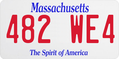 MA license plate 482WE4