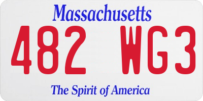MA license plate 482WG3