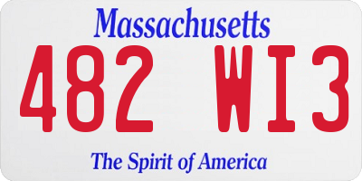 MA license plate 482WI3