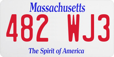 MA license plate 482WJ3