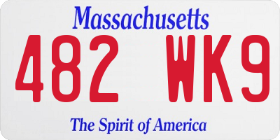MA license plate 482WK9